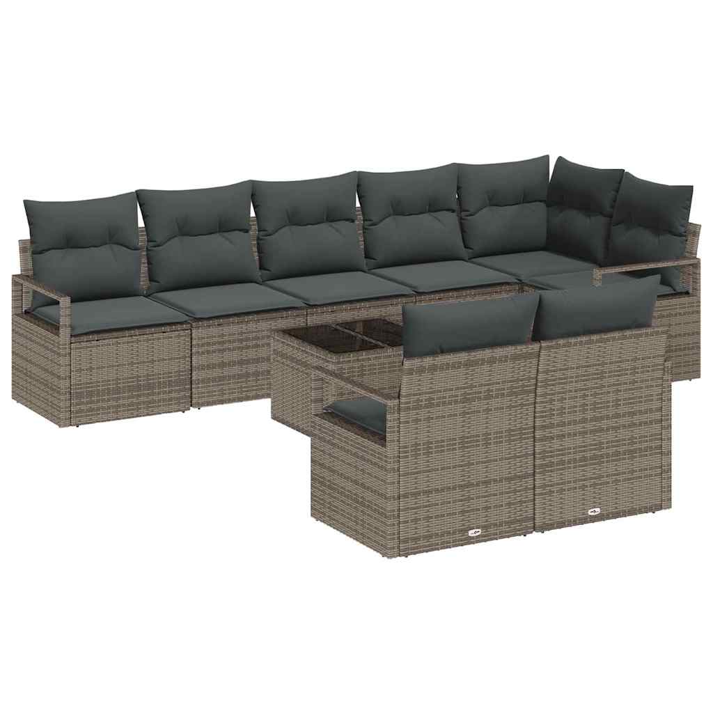 Havesofa Sæt 9 stk. Lysegrå polyrattan