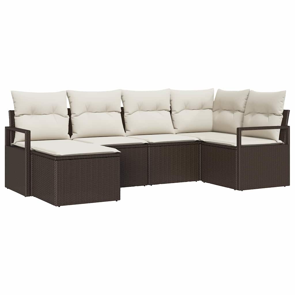 Sofa Sæt 6 stk. Brun og Creme polyrattan