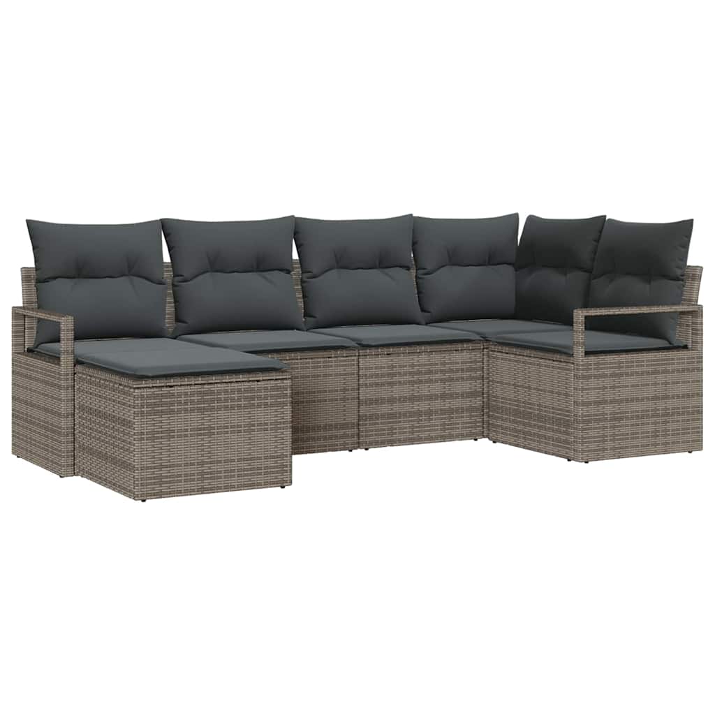 Sofa Sæt 6 stk. Grå polyrattan