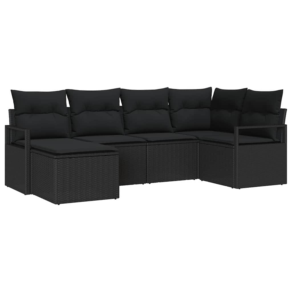 Sofa Sæt 6 stk. Sort polyrattan