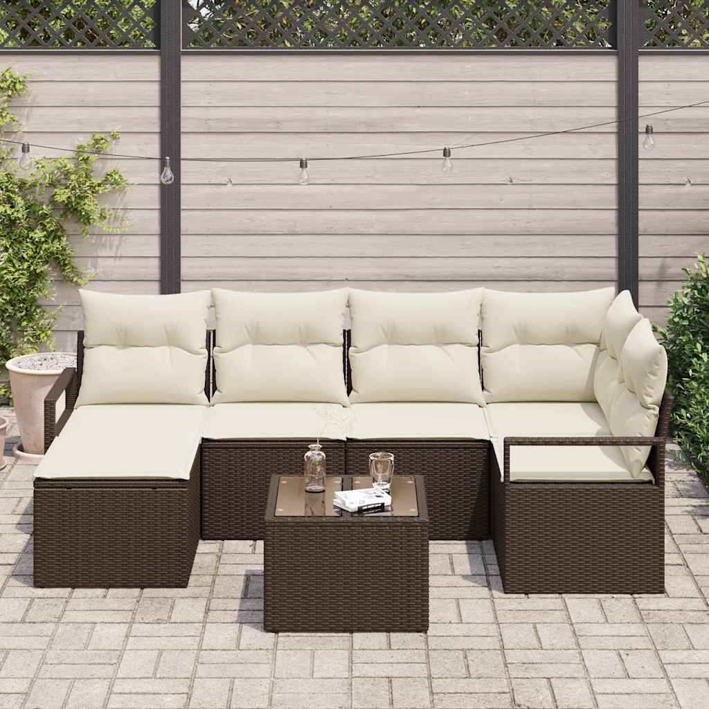 Sofa Sæt 7 stk. Brun og Creme polyrattan