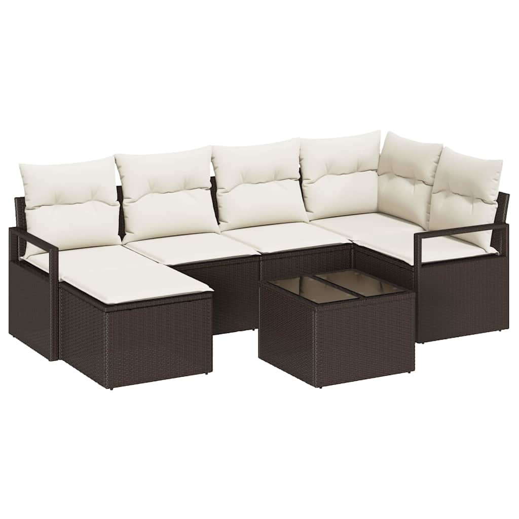 Sofa Sæt 7 stk. Brun og Creme polyrattan