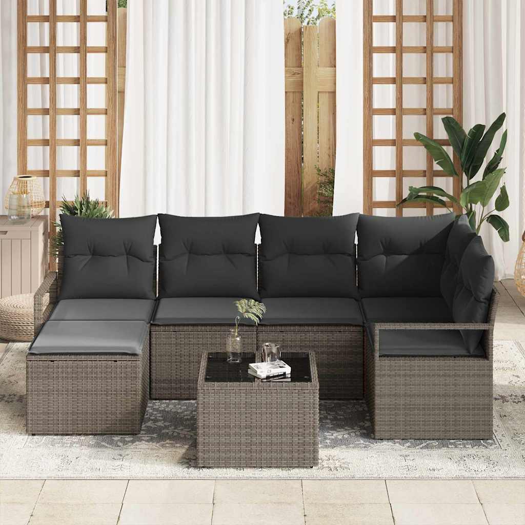 Sofa Sæt 7 stk. Lysegrå polyrattan