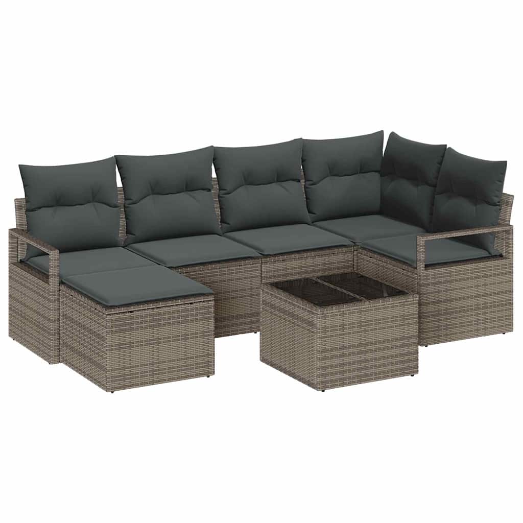 Sofa Sæt 7 stk. Lysegrå polyrattan