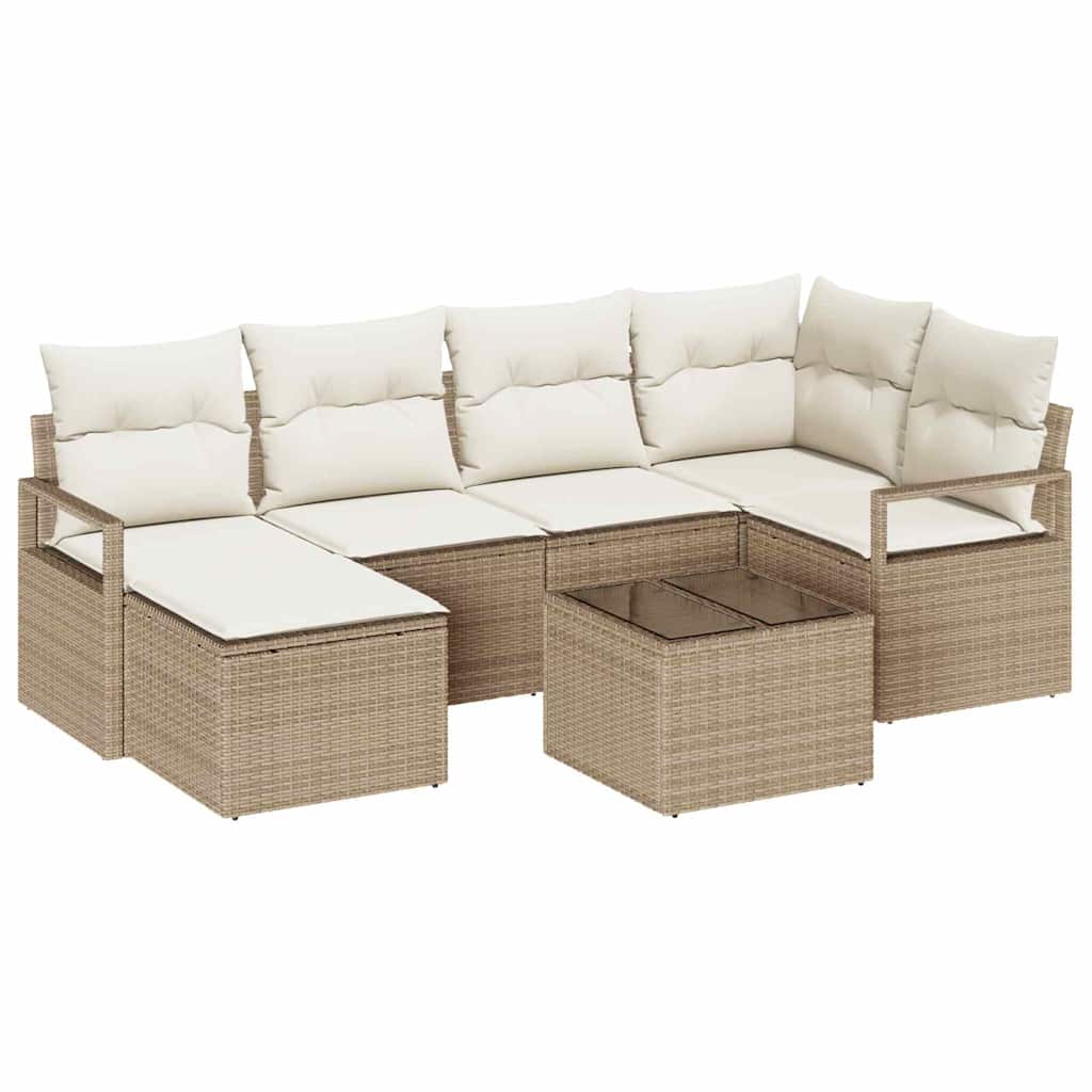 Sofa Sæt 7 stk. Beige og creme polyrattan
