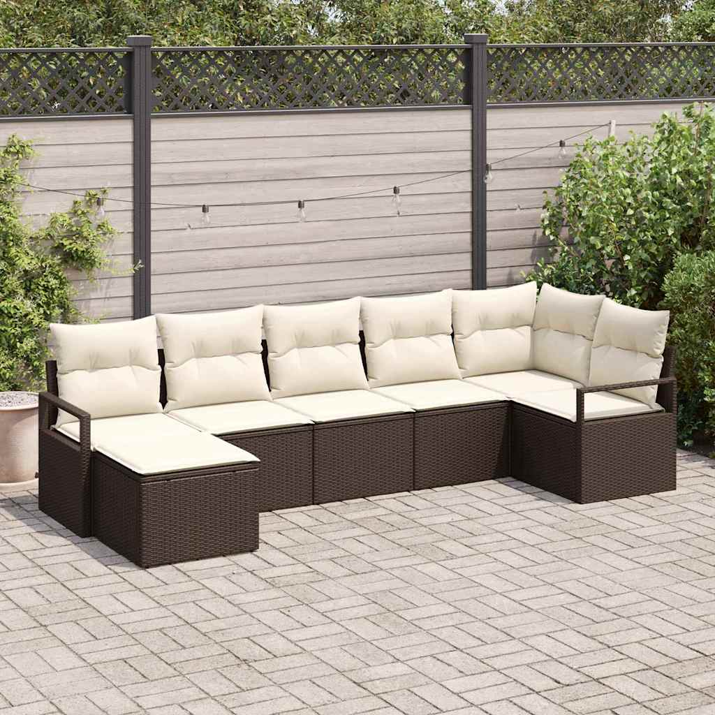 Sofa Sæt 7 stk. Brun og Creme polyrattan