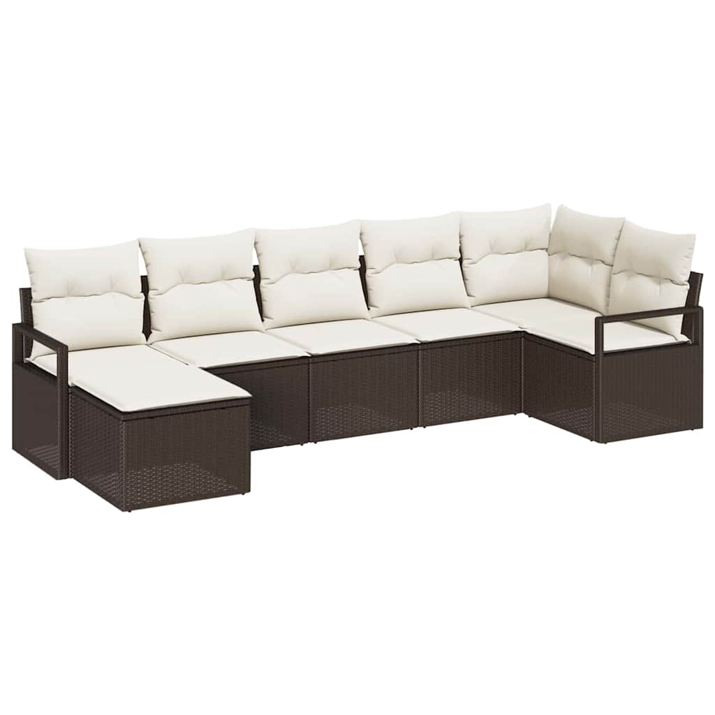 Sofa Sæt 7 stk. Brun og Creme polyrattan