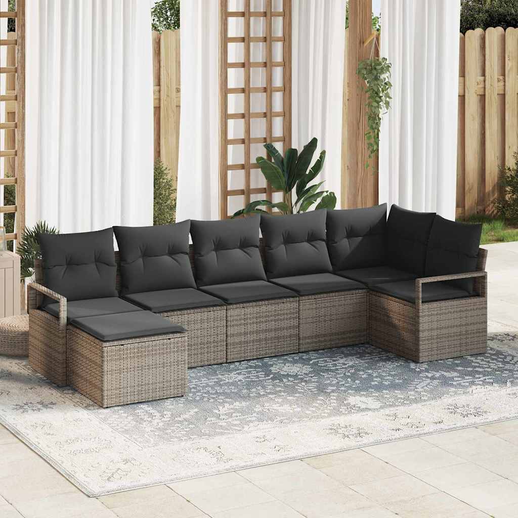 Sofa Sæt 7 stk. Grå polyrattan