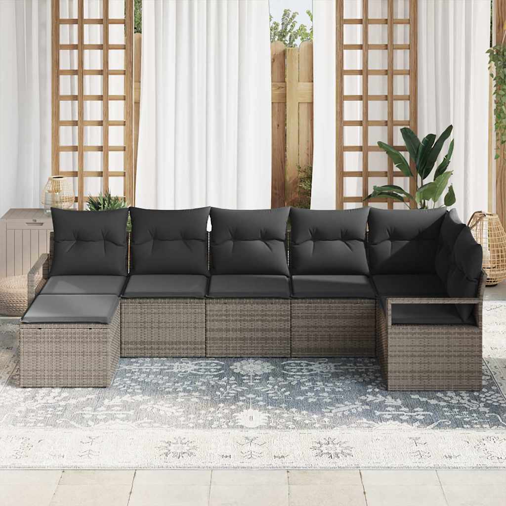 Sofa Sæt 7 stk. Grå polyrattan