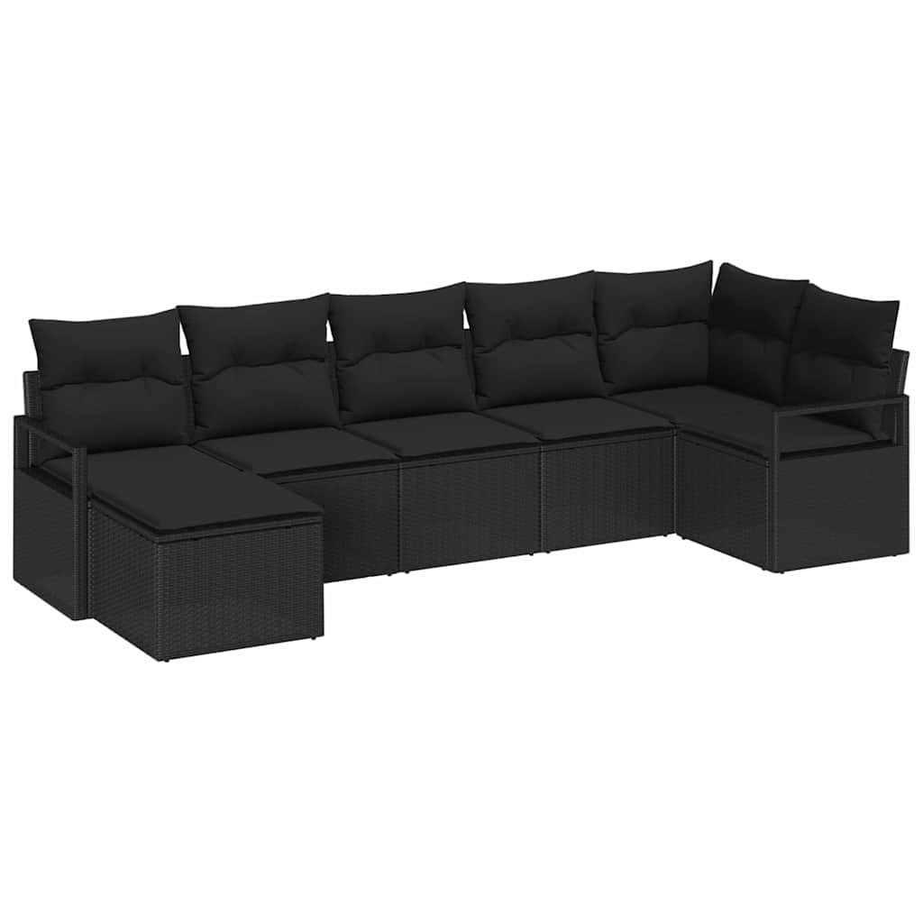 Sofa Sæt 7 stk. Sort polyrattan