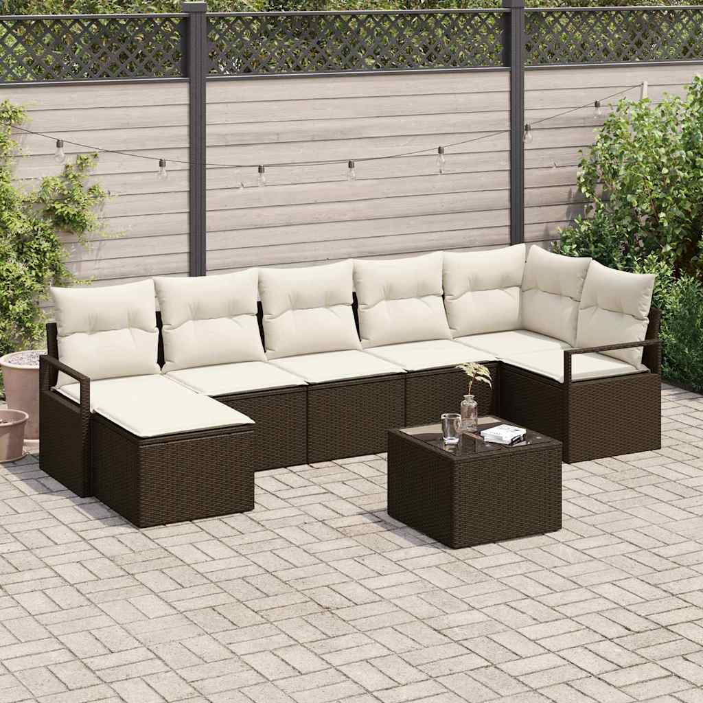 Sofa Sæt 8 stk. Brun og Creme polyrattan