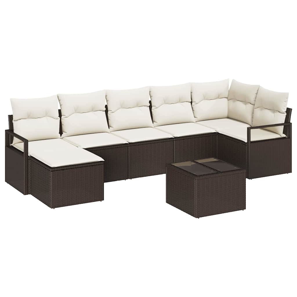 Sofa Sæt 8 stk. Brun og Creme polyrattan