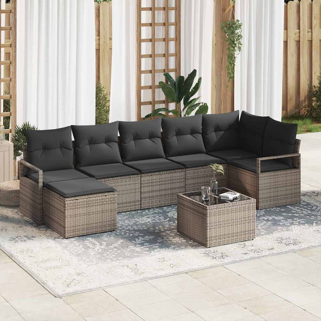 Sofa Sæt 8 stk. Lysegrå polyrattan