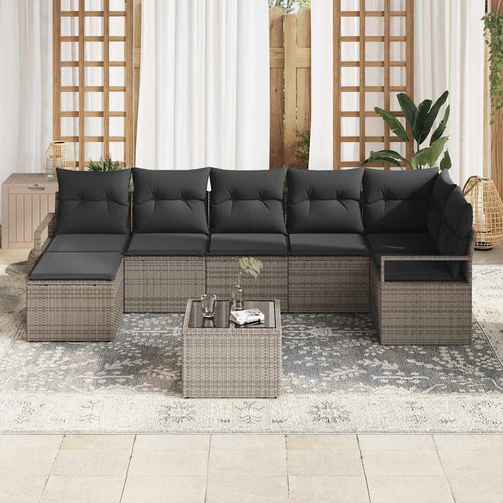 Sofa Sæt 8 stk. Lysegrå polyrattan