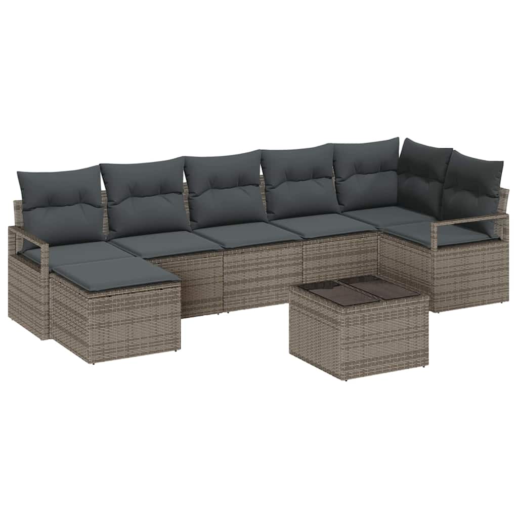 Sofa Sæt 8 stk. Lysegrå polyrattan