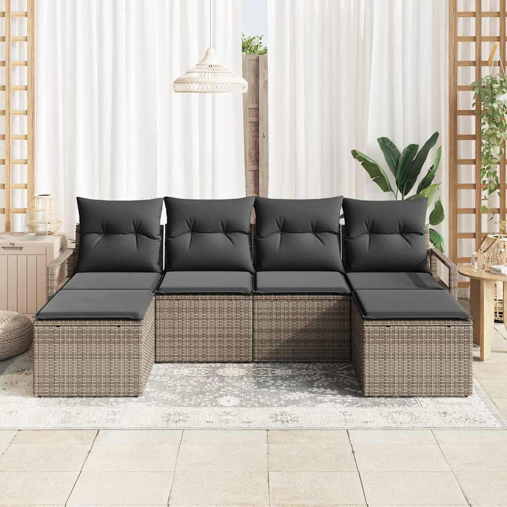 Sofa Sæt 6 stk. Grå polyrattan