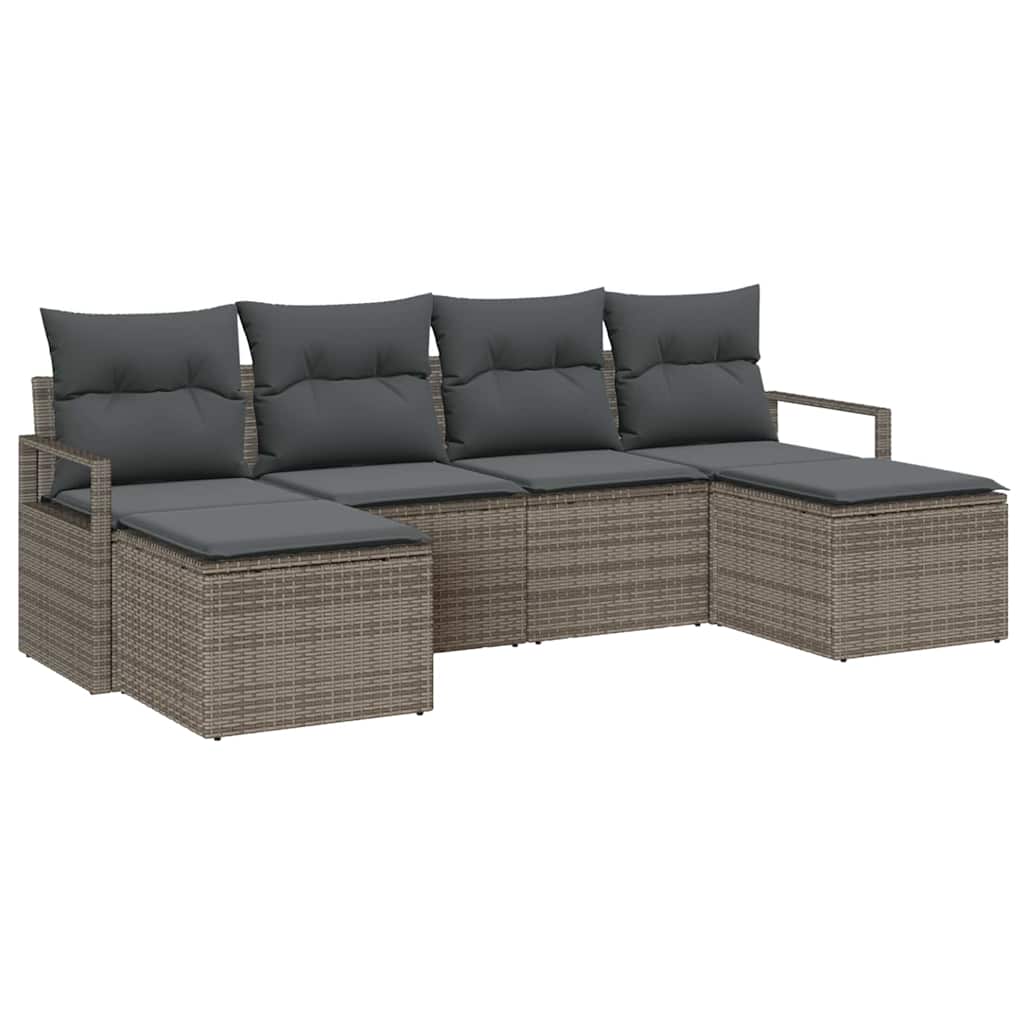 Sofa Sæt 6 stk. Grå polyrattan