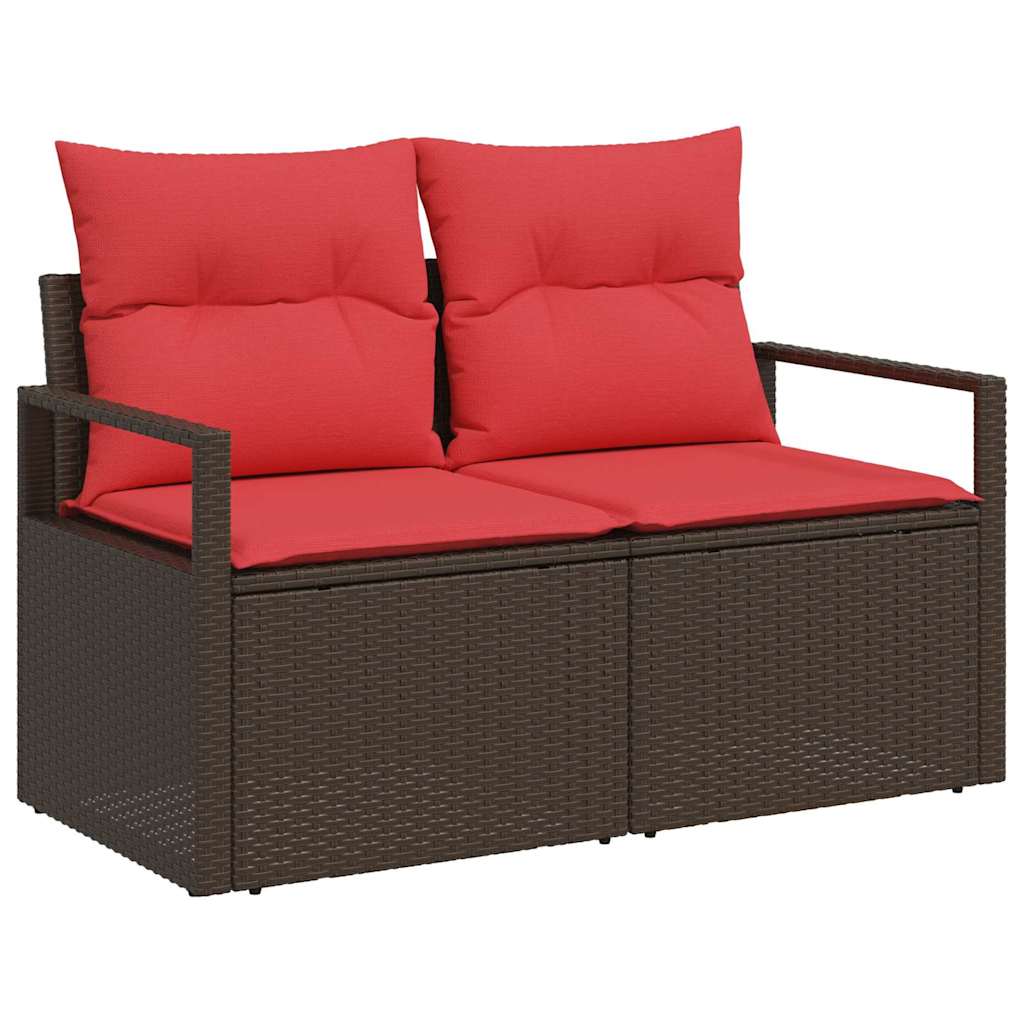 Sofa Sæt 6 stk. Brun og Rød polyrattan