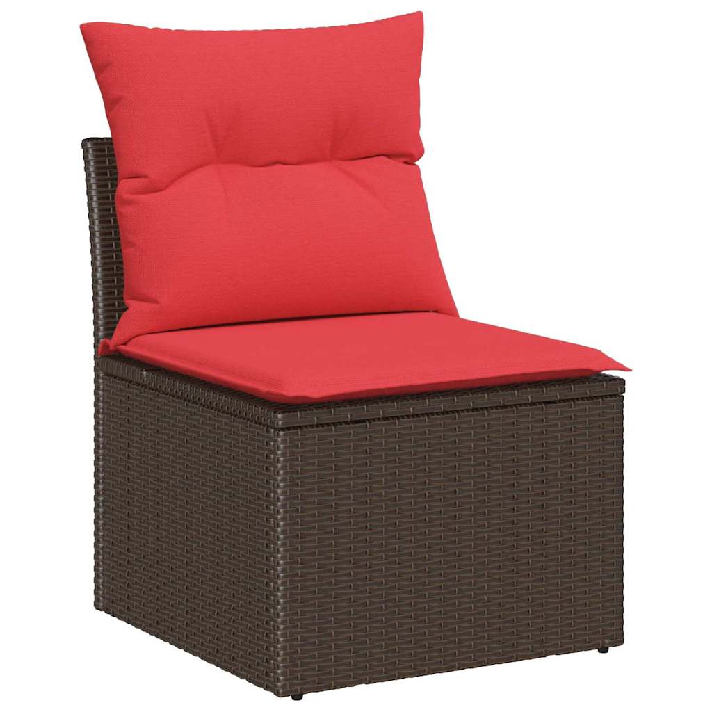 Sofa Sæt 6 stk. Brun og Rød polyrattan