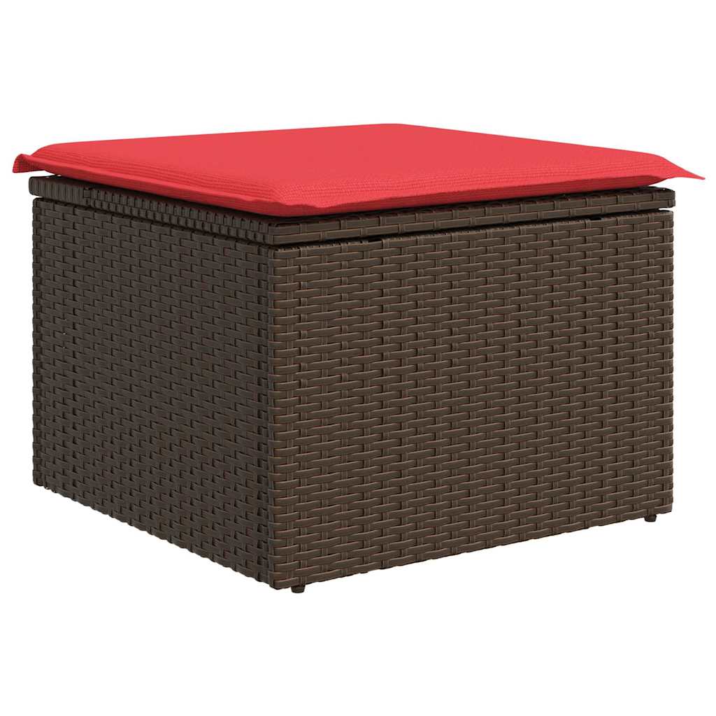 Sofa Sæt 6 stk. Brun og Rød polyrattan