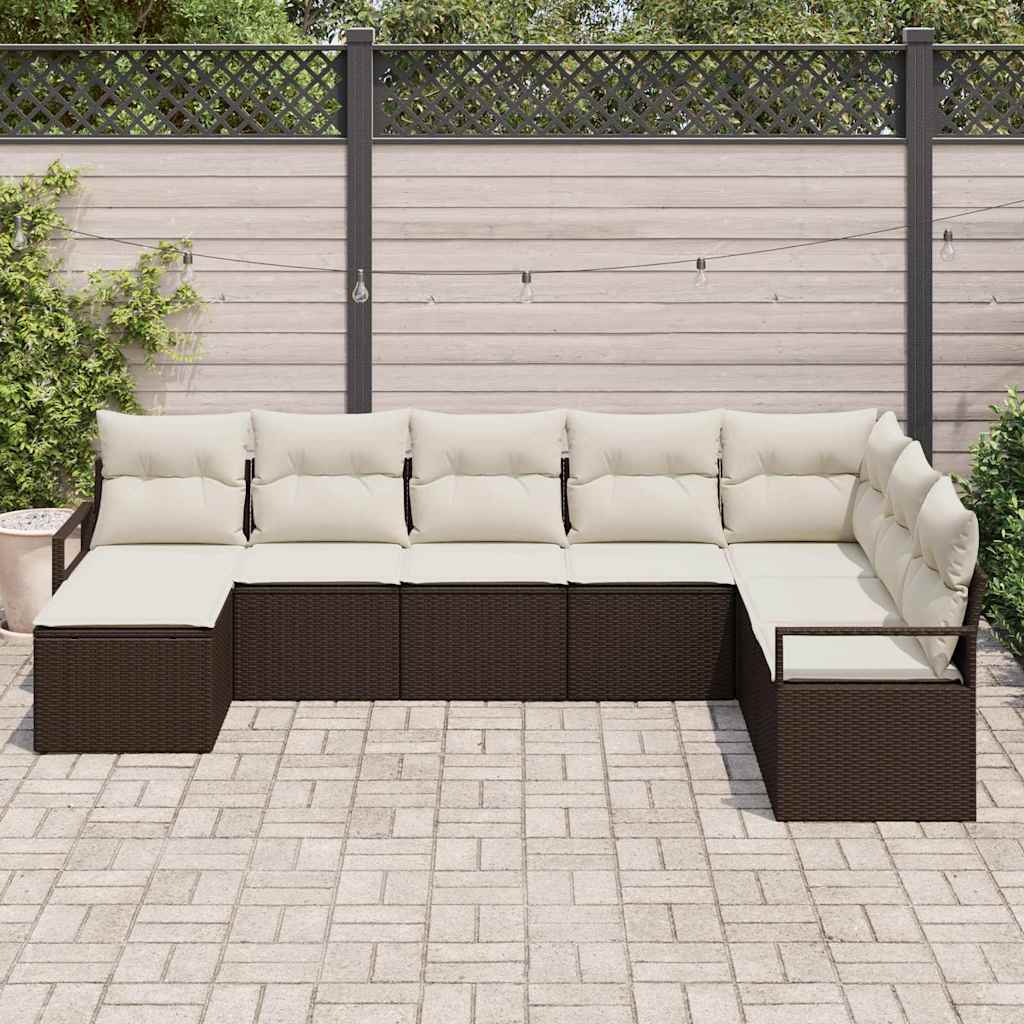 Sofa Sæt 8 stk. Brun og Creme polyrattan