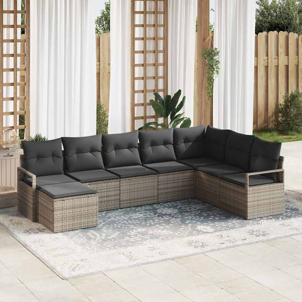 Sofa Sæt 8 stk. Grå polyrattan