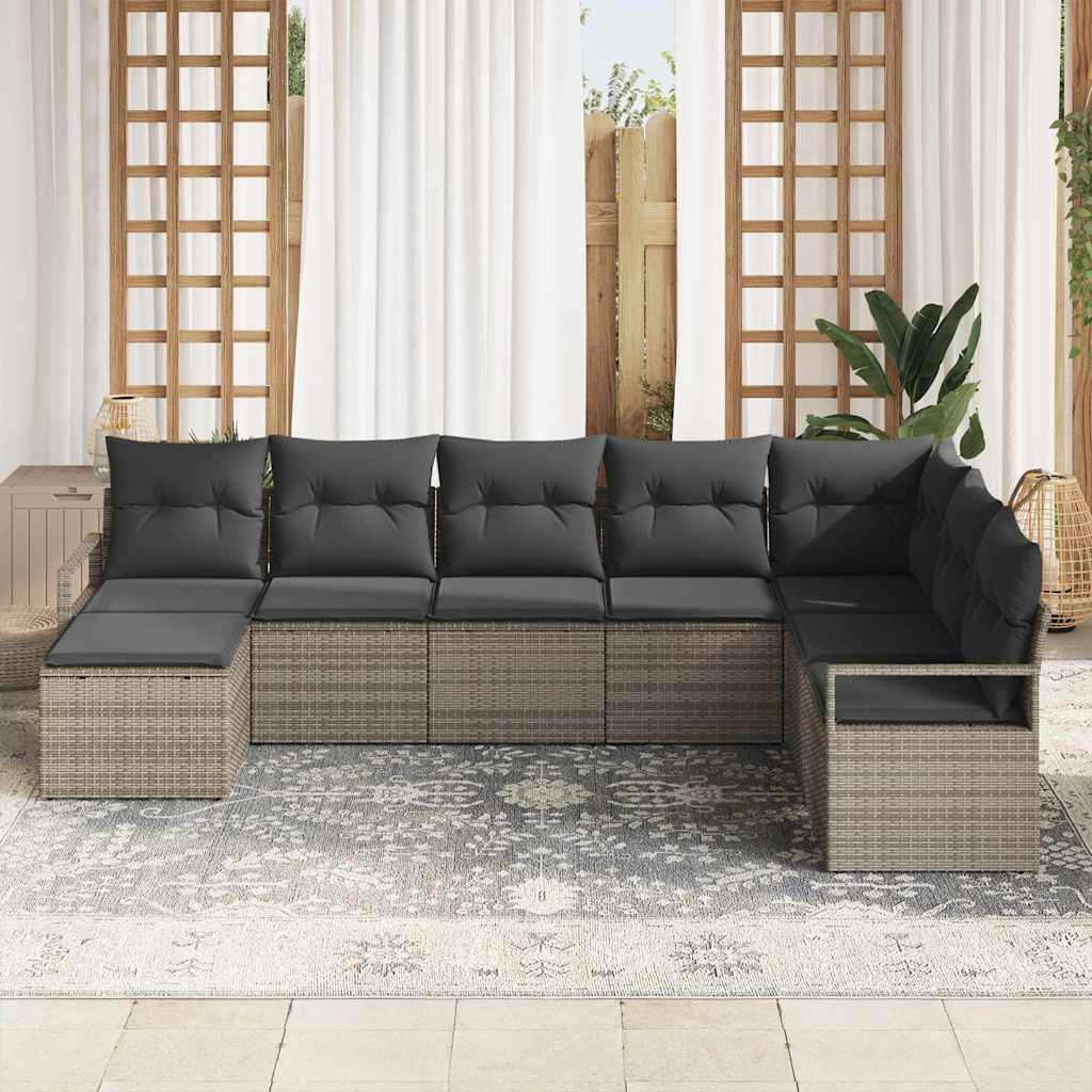 Sofa Sæt 8 stk. Grå polyrattan