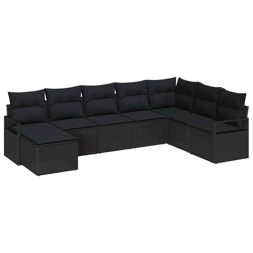 Sofa Sæt 8 stk. Sort polyrattan
