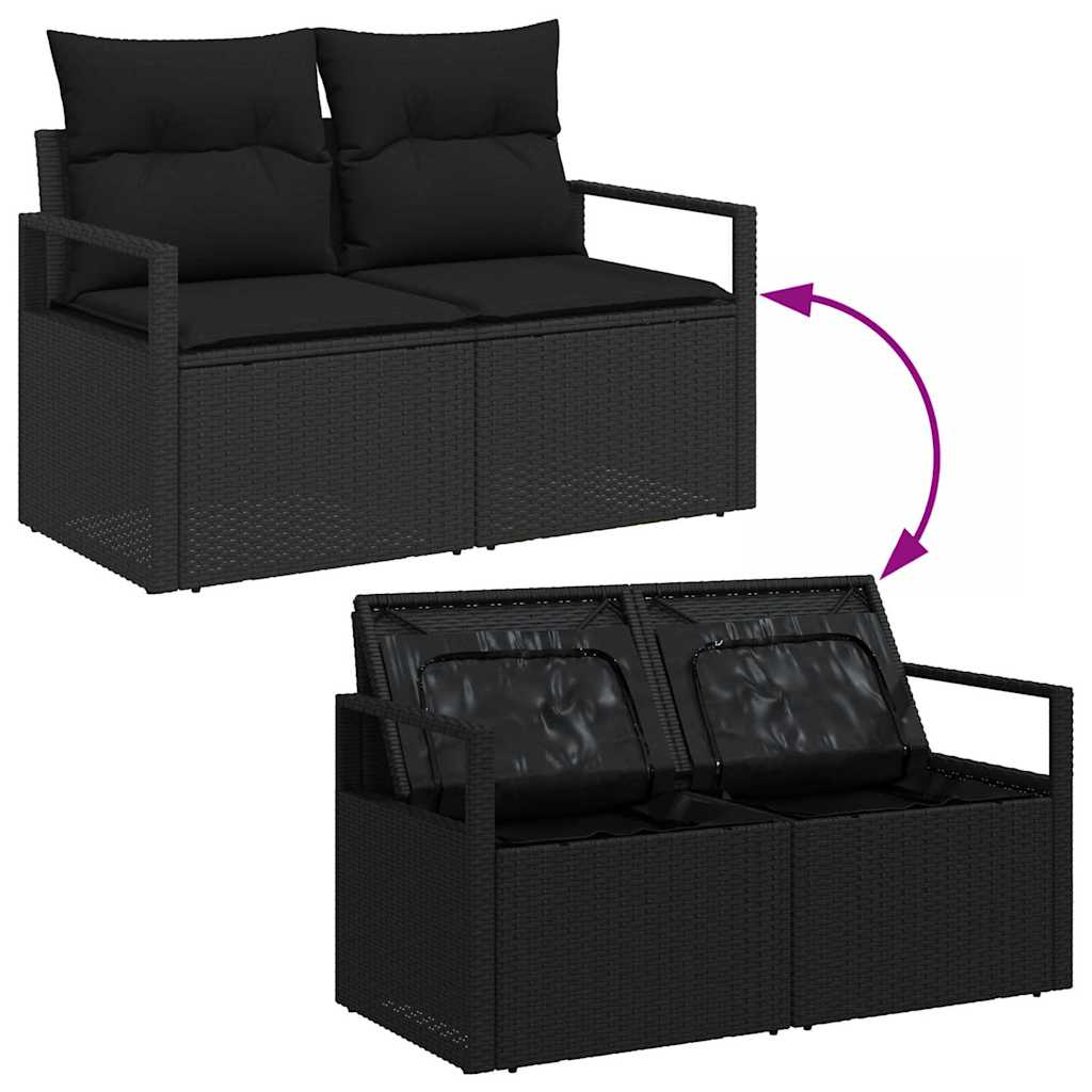 Sofa Sæt 9 stk. Sort polyrattan