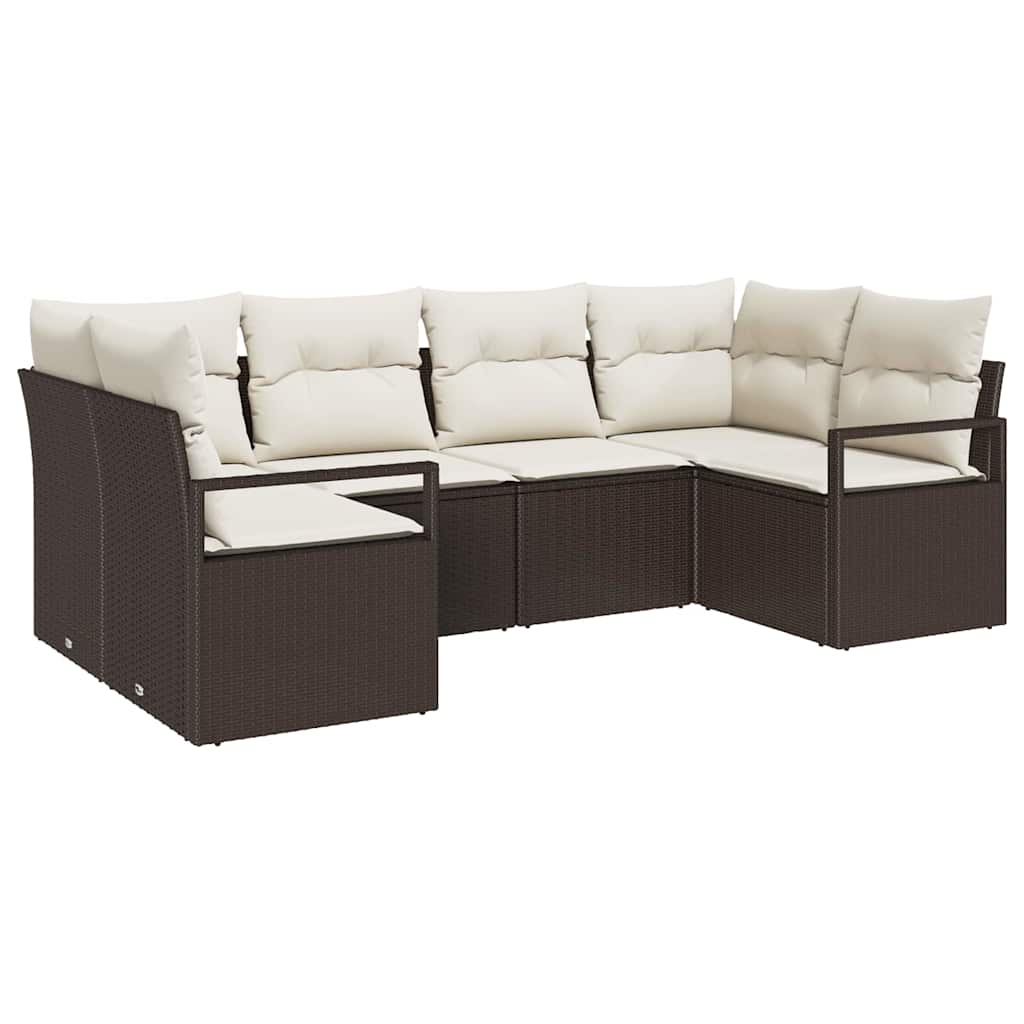 Havesofa Sæt 6 stk. Brun og hvid polyrattan