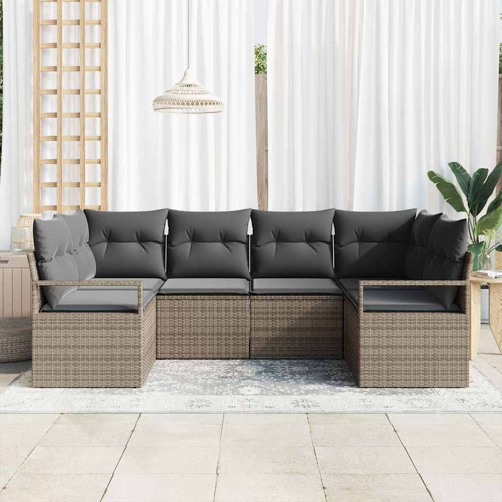 Havesofa Sæt 6 stk. Grå polyrattan