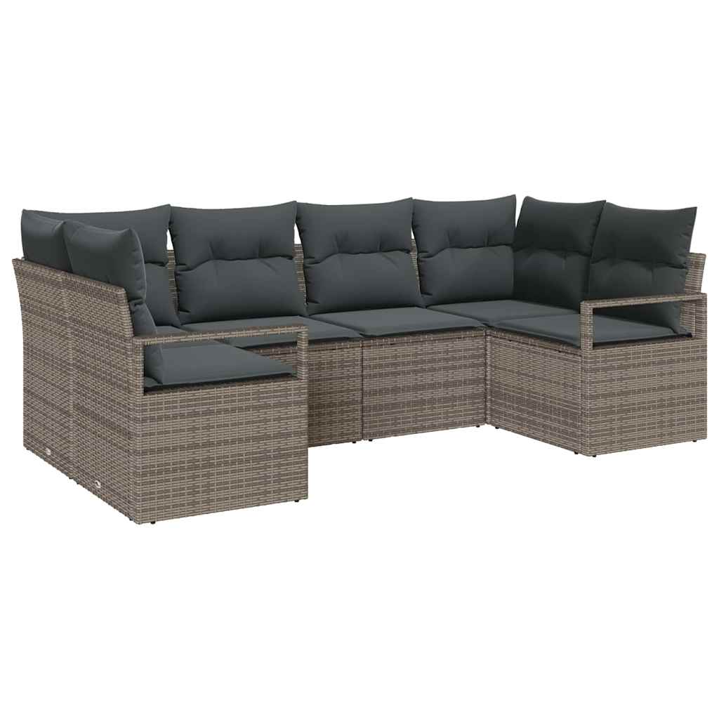Havesofa Sæt 6 stk. Grå polyrattan