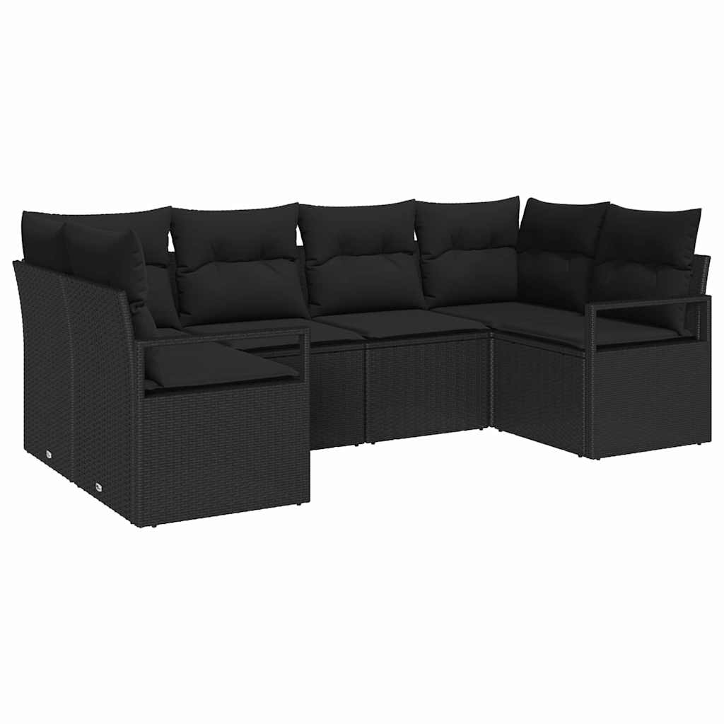 Havesofa Sæt 6 stk. Sort polyrattan