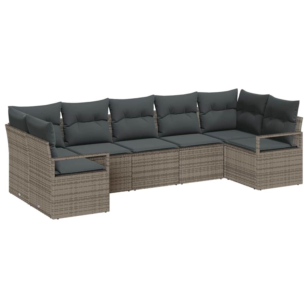 Havesofa Sæt 7 stk. Grå polyrattan