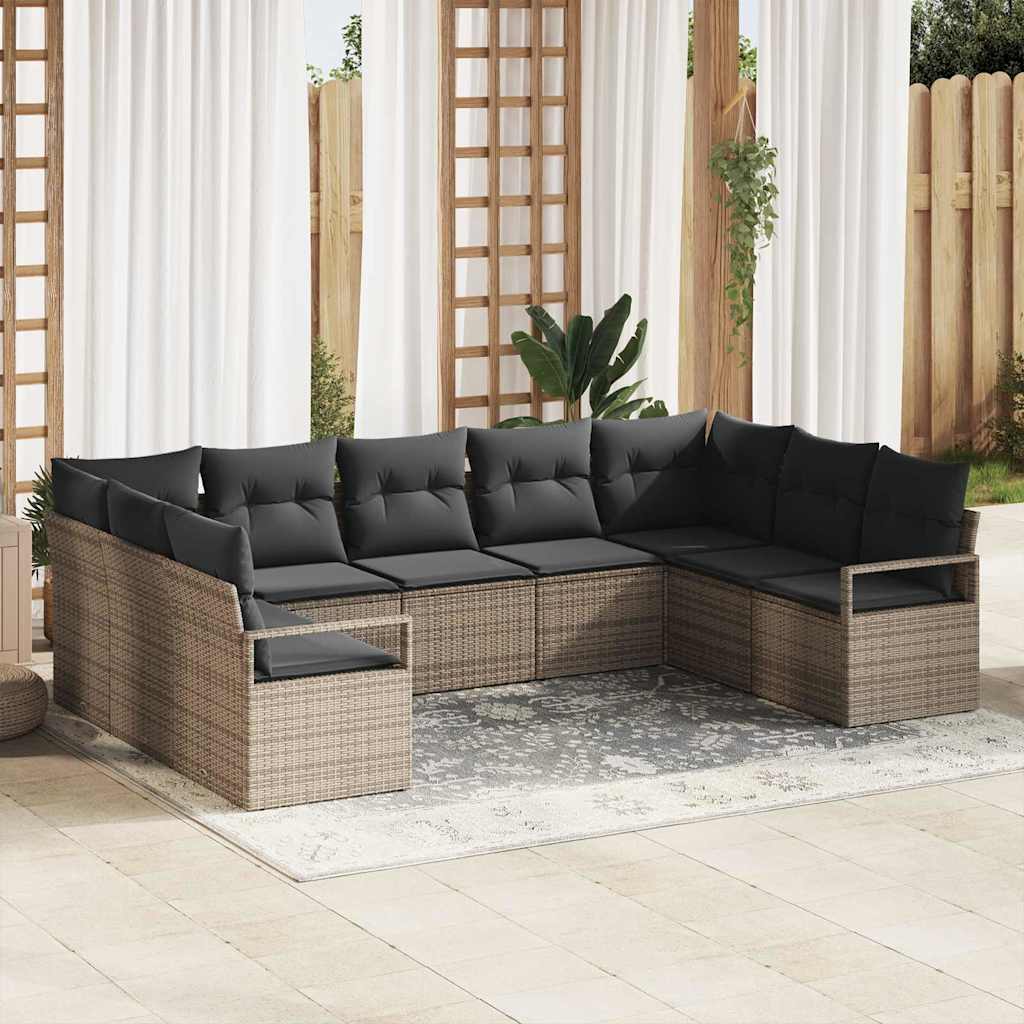 Havesofa Sæt 9 stk. Grå polyrattan