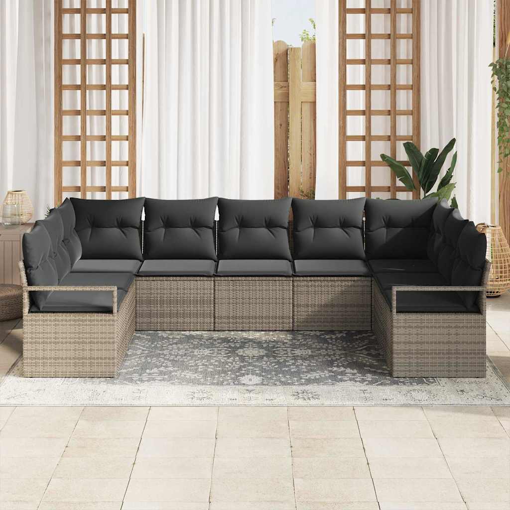 Havesofa Sæt 9 stk. Grå polyrattan