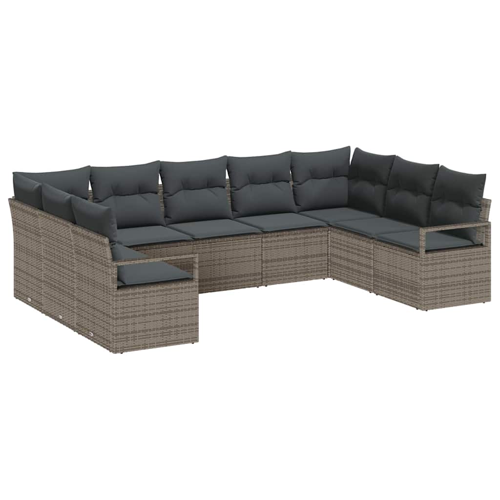 Havesofa Sæt 9 stk. Grå polyrattan