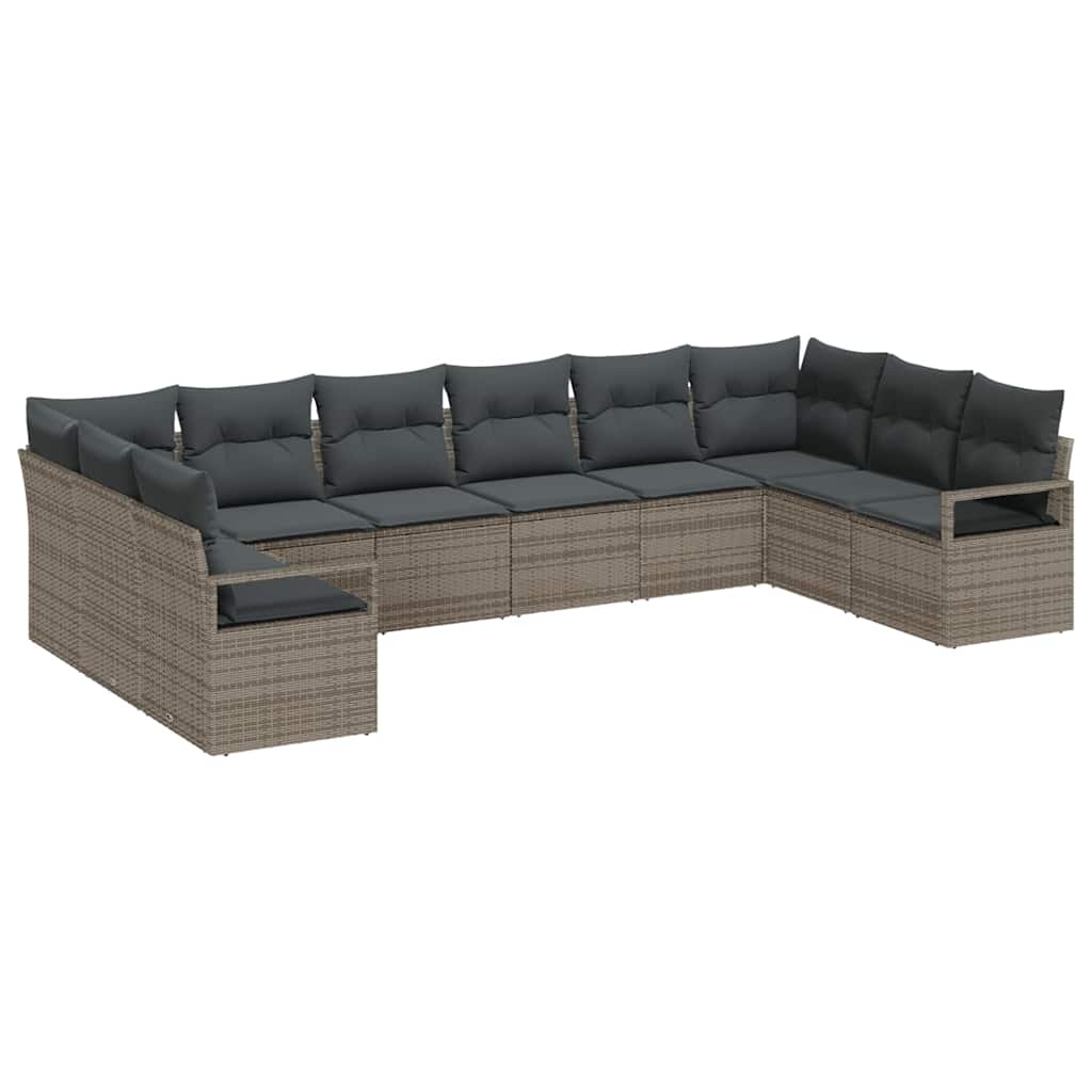 Havesofa Sæt 10 stk. Grå polyrattan