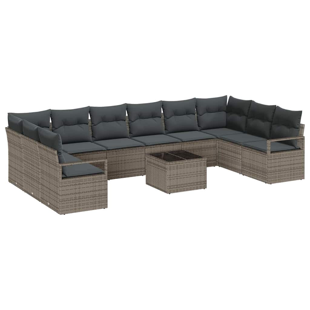 Havesofa Sæt 11 stk. Lysegrå polyrattan
