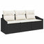 Havesofa Sæt 3 stk. Sort og Hvid polyrattan
