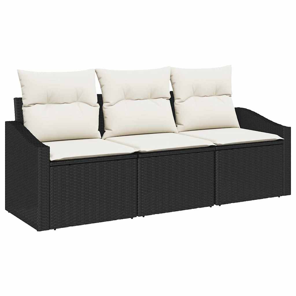 Havesofa Sæt 3 stk. Sort og Hvid polyrattan