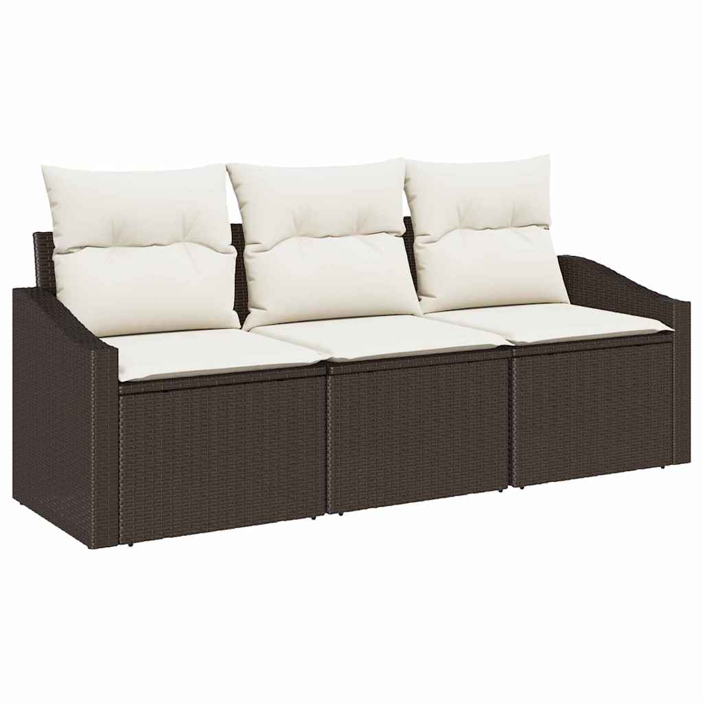 Havesofa Sæt 3 stk. Brun og hvid polyrattan