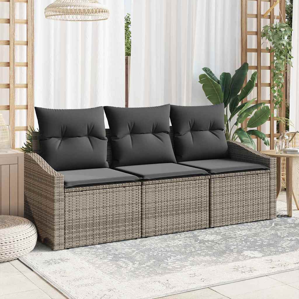 Havesofa Sæt 3 stk. Grå polyrattan