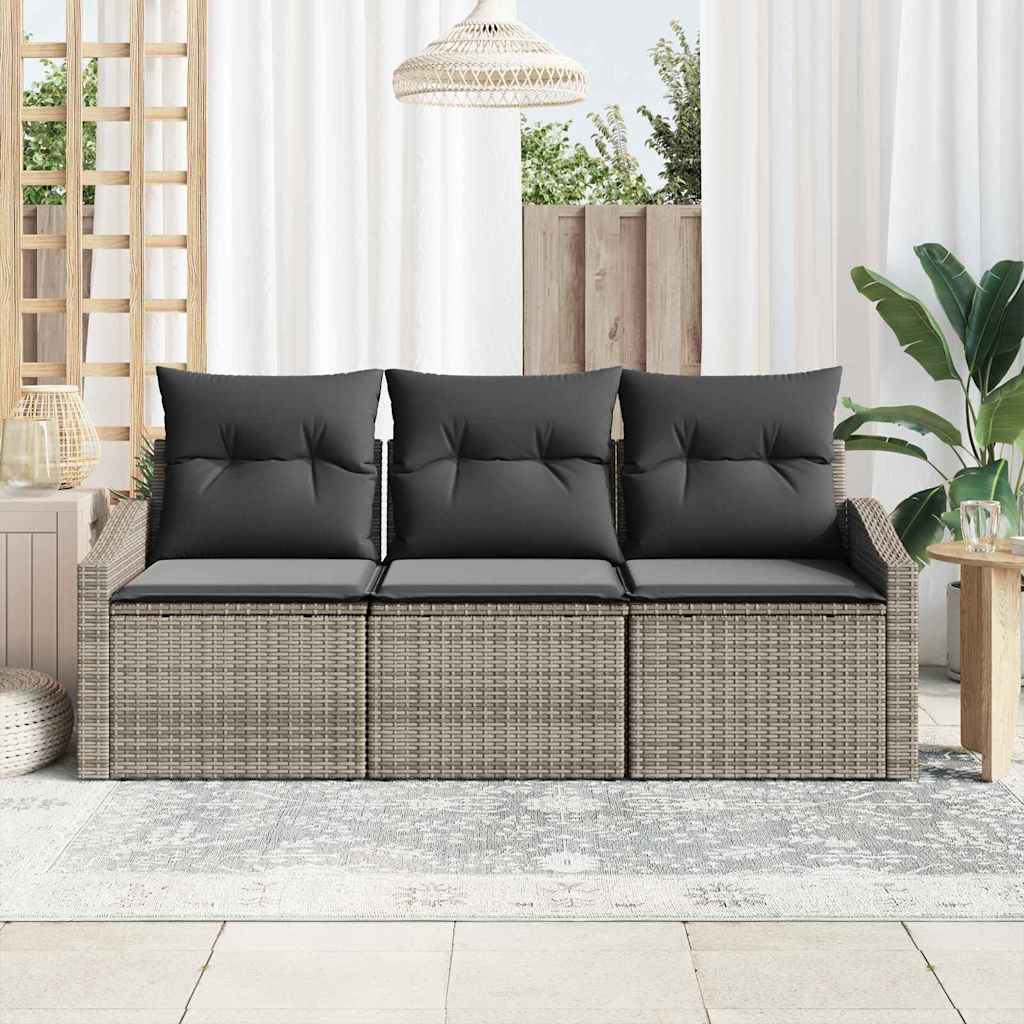 Havesofa Sæt 3 stk. Grå polyrattan