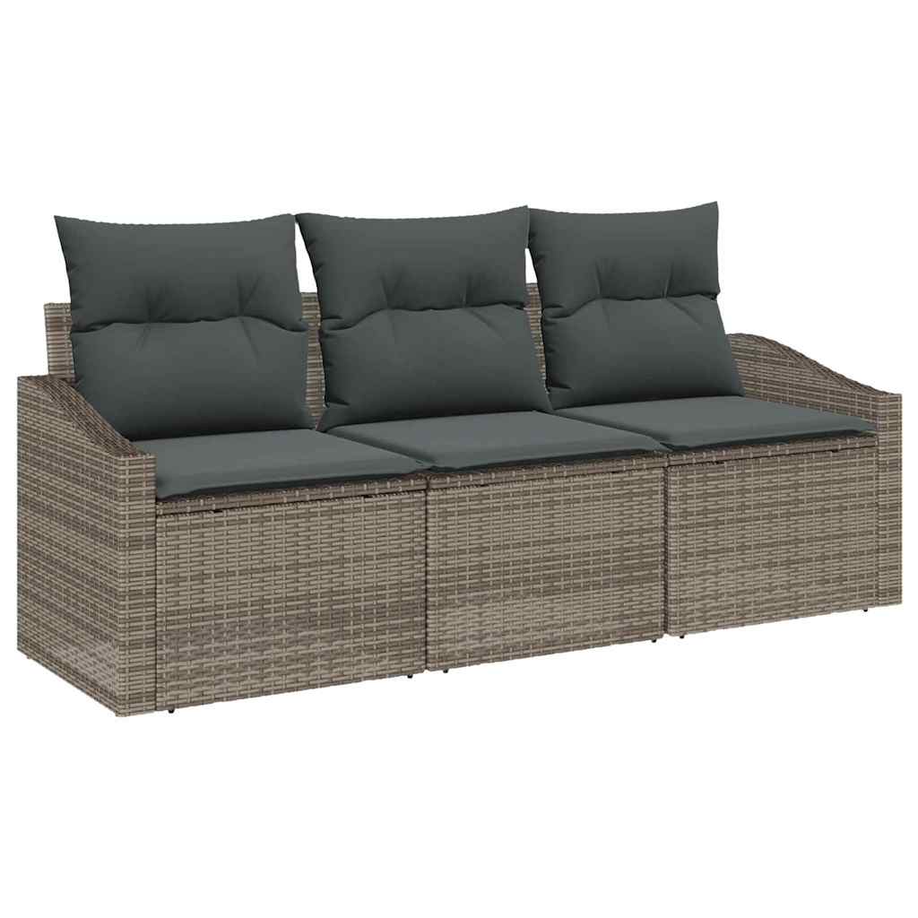 Havesofa Sæt 3 stk. Grå polyrattan