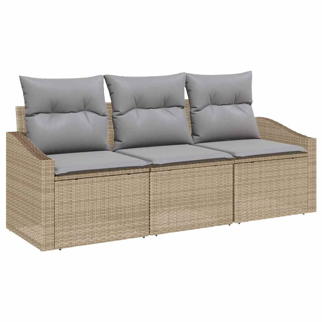 Havesofa Sæt 3 stk. Beige og lys grå polyrattan