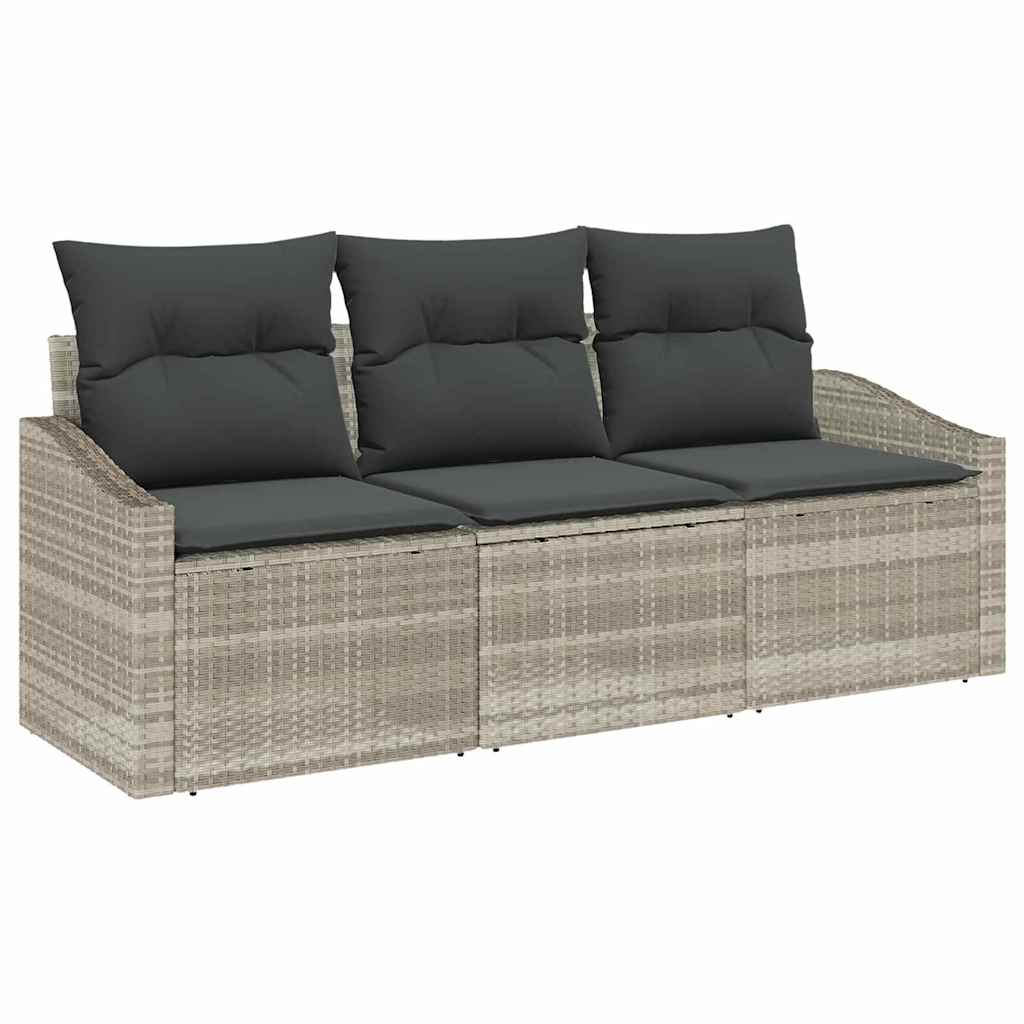 Havesofa Sæt 3 stk. Lysegrå polyrattan