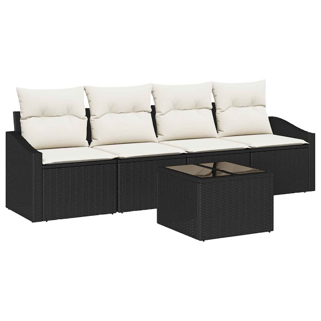 Sofa Sæt 5 stk. Sort og Cream polyrattan