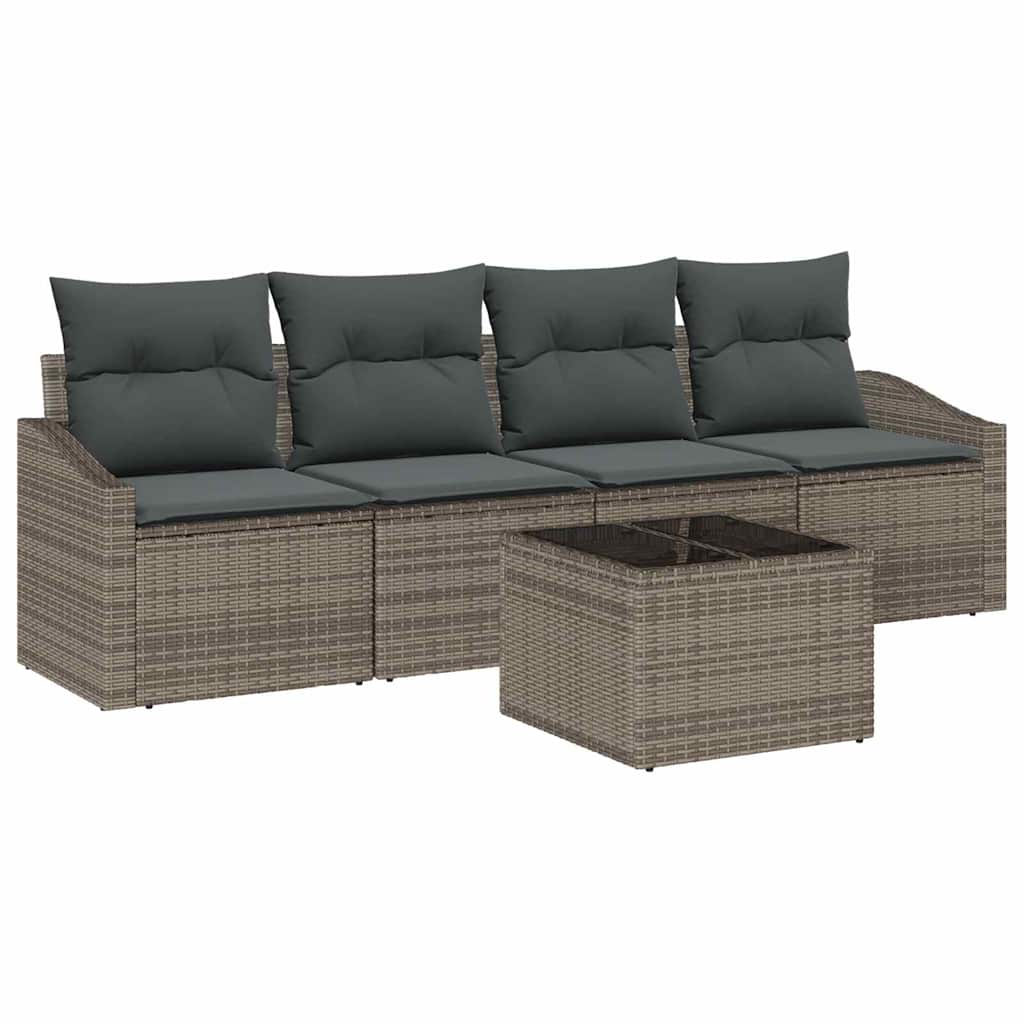 Sofa Sæt 5 stk. Grå polyrattan
