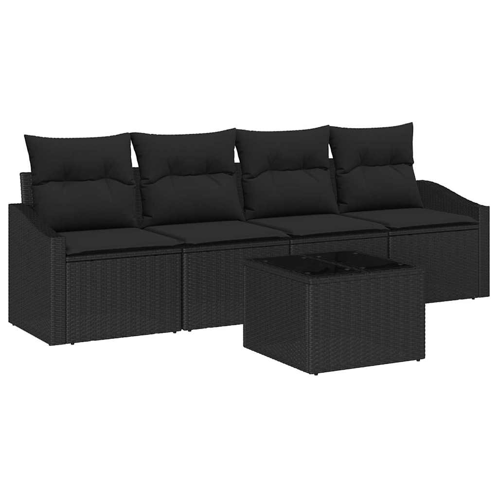 Sofa Sæt 5 stk. Sort polyrattan
